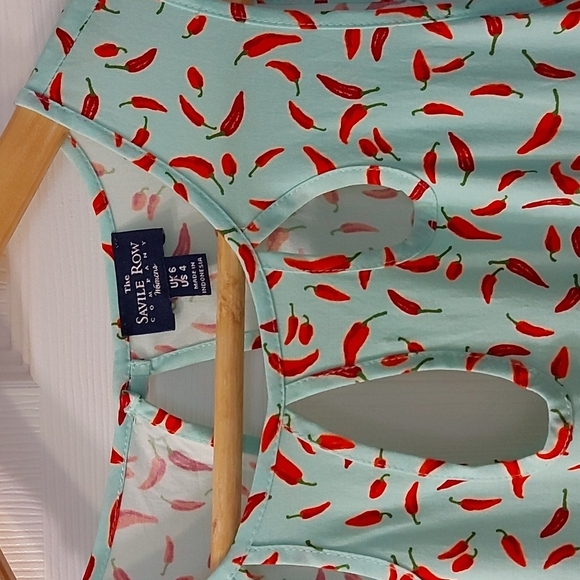 NWT Savile Row Dress Mint Green with Chili Pepper Print. Size 4. Has P… - Picture 2 of 5